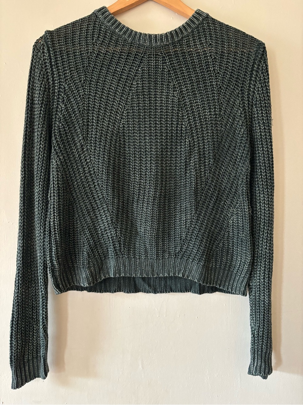 Bella Dahl Forest Green Ribbed Crewneck Sweater